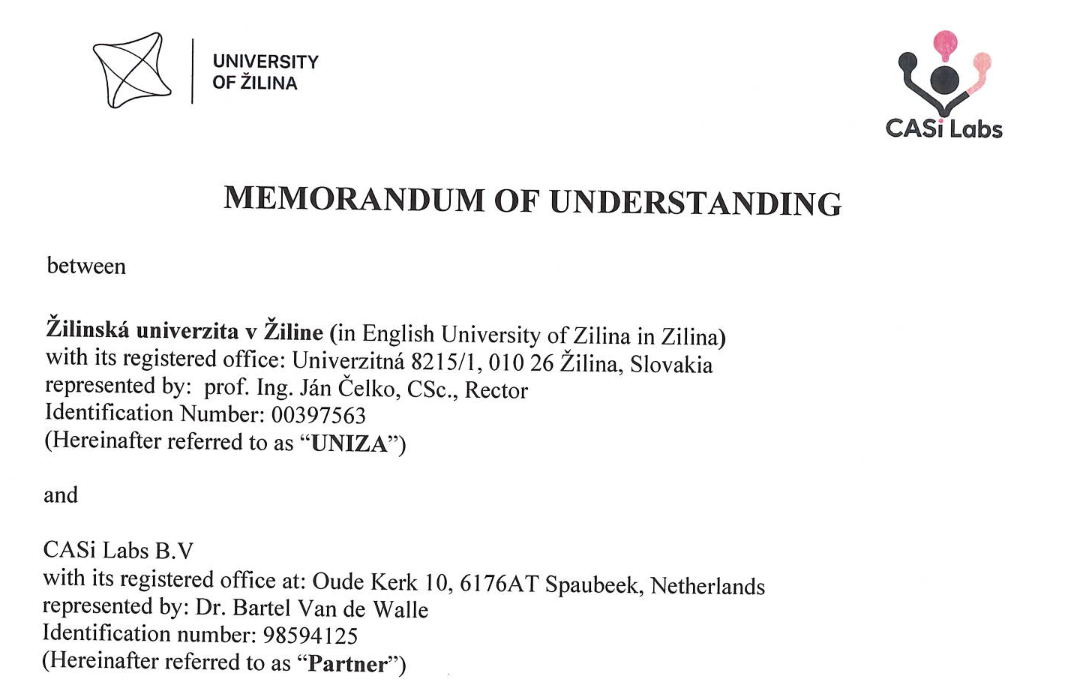 MoU signing with the University of Žilina